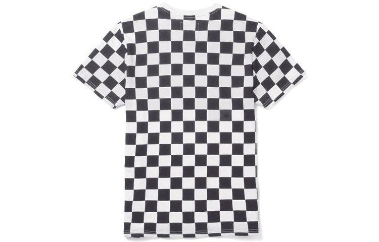 Vans Logo Grid Printing Colorblock Short Sleeve Couple Style Black VN0A4MLUJ0Z - 2