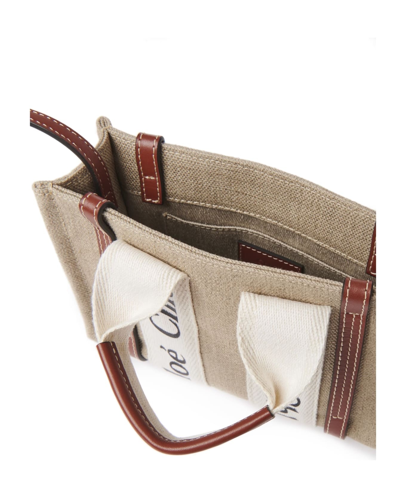 White And Brown Woody Mini Tote Bag - 3