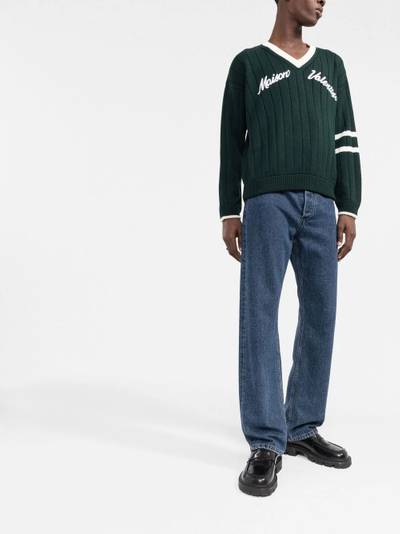 Valentino logo-embroidered V-neck wool jumper outlook