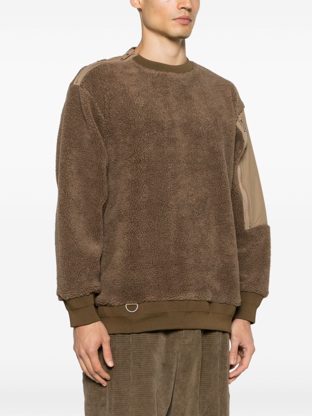 sherpa-fleece panelled jumper - 3