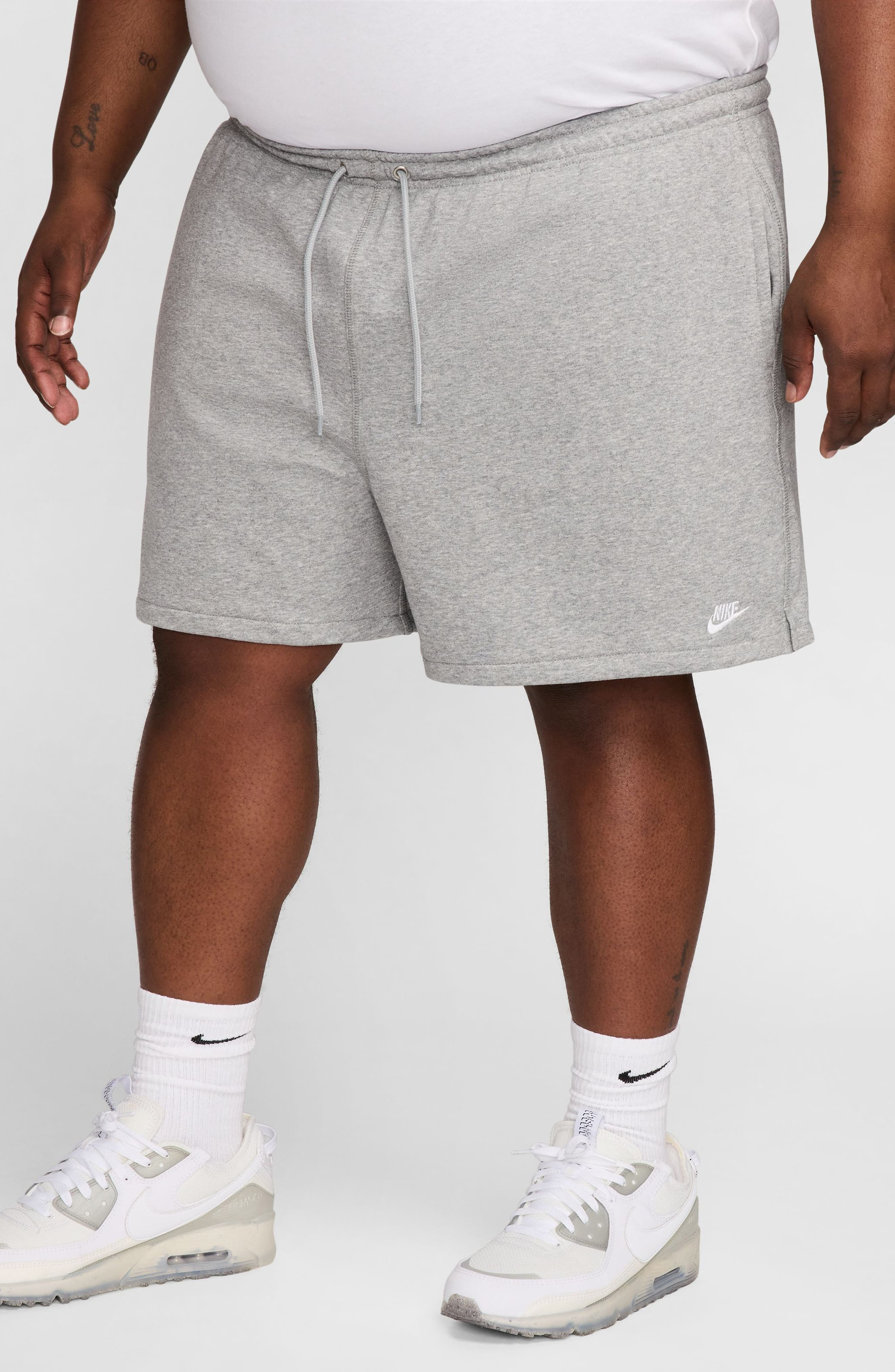Nike Club French Terry Flow Shorts in Dark Grey Heather/Smoke Grey at Nordstrom - 3