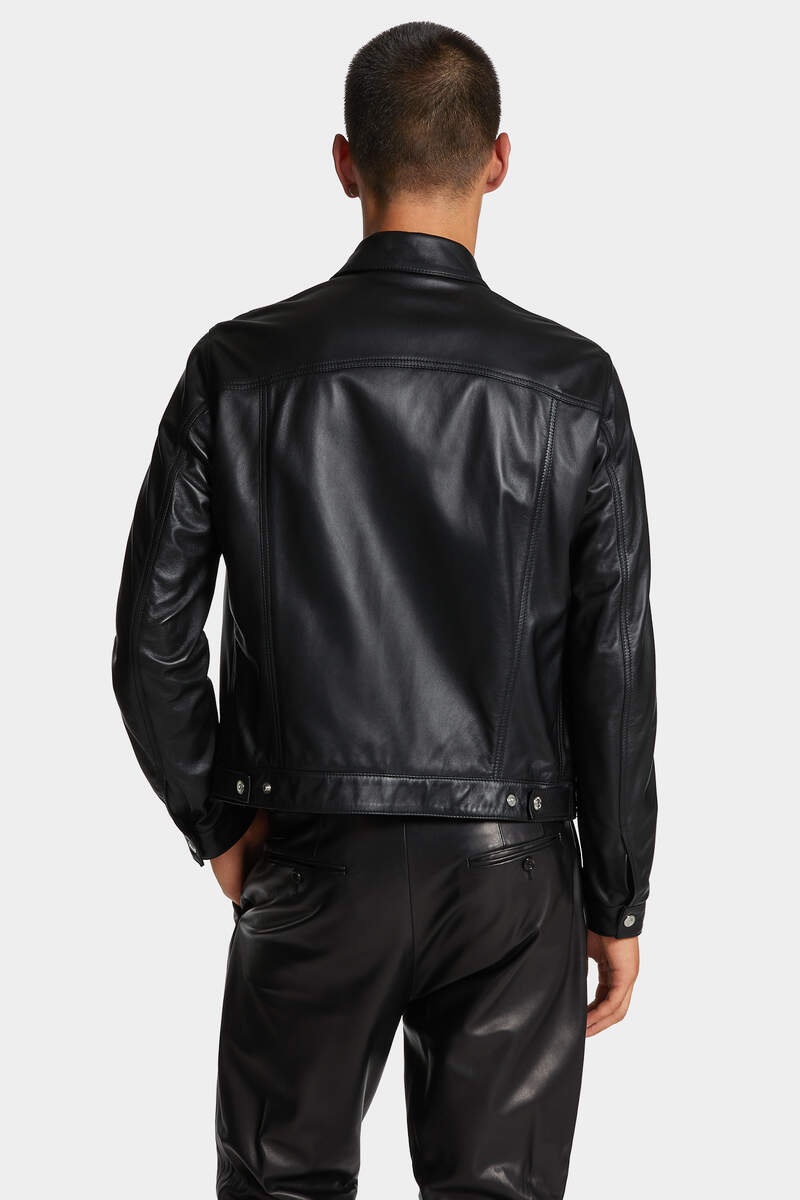 LEATHER BOXY JEAN JACKET - 4