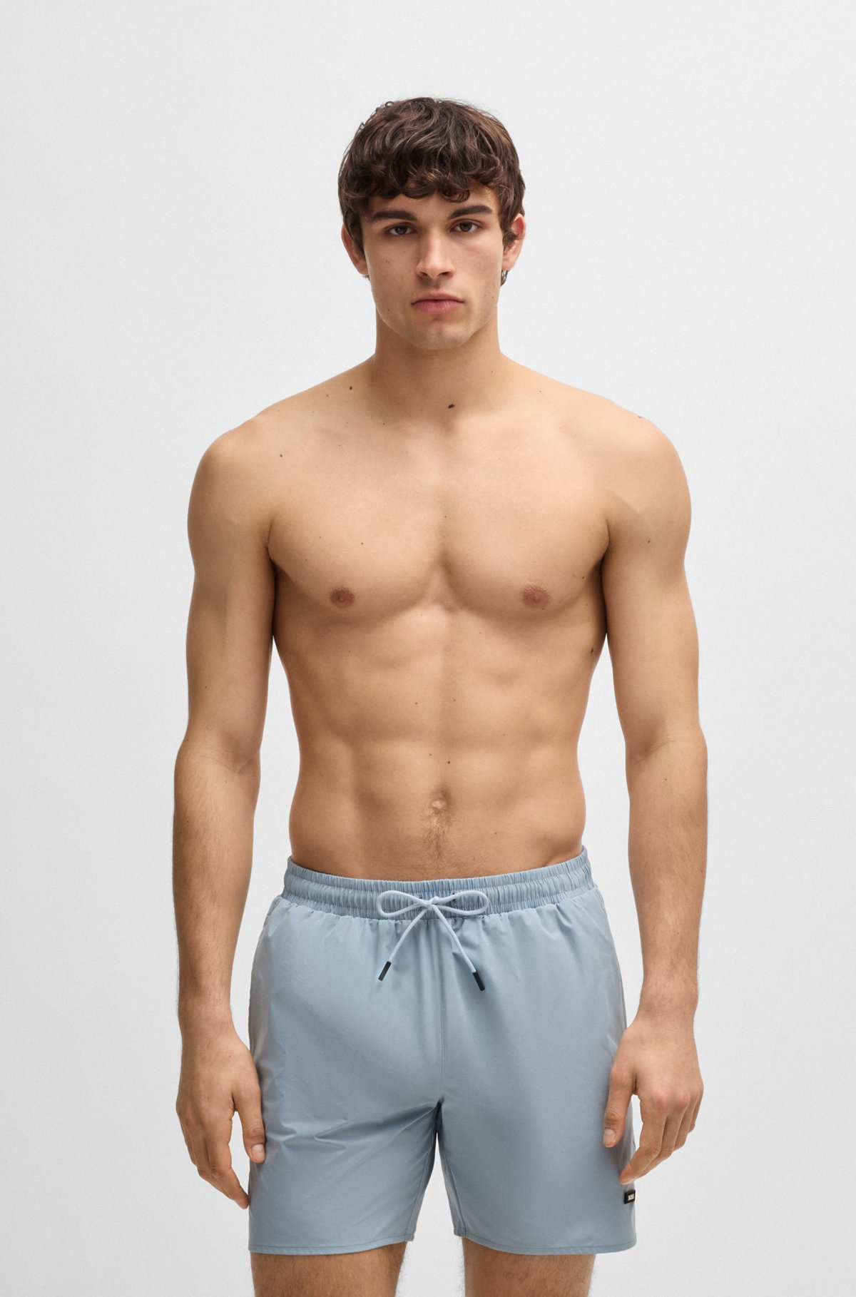 SWIM SHORTS WITH RUBBER LOGO BADGE - 2