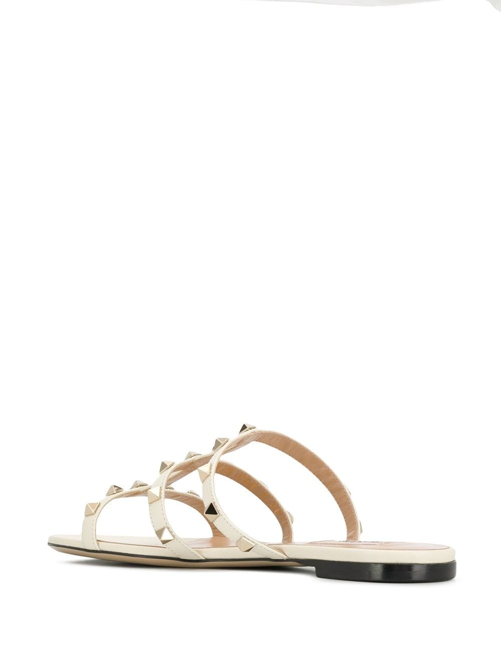 Rockstud leather flat sandals - 3