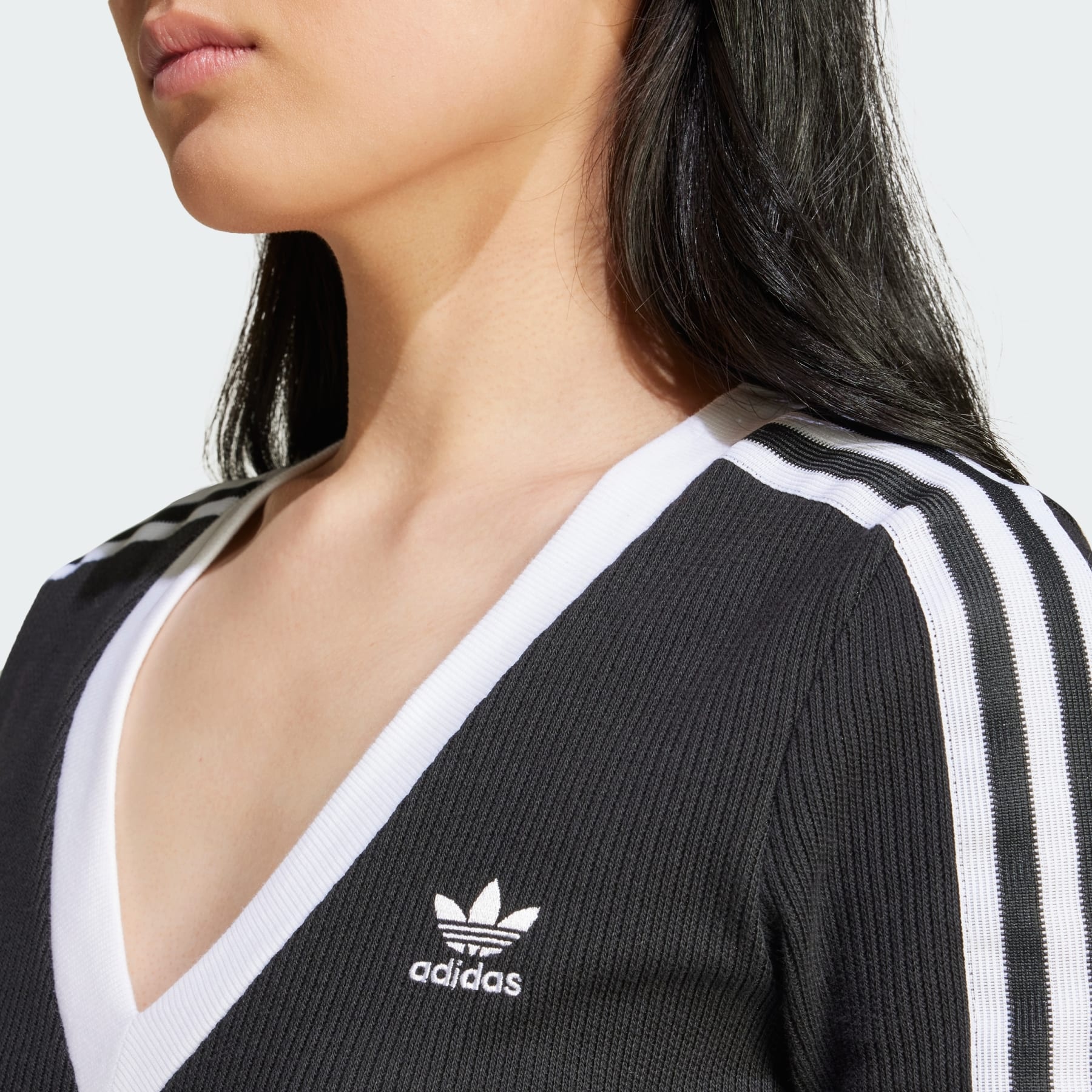 Adicolor 3-Stripes Knit V-Neck Dress - 6