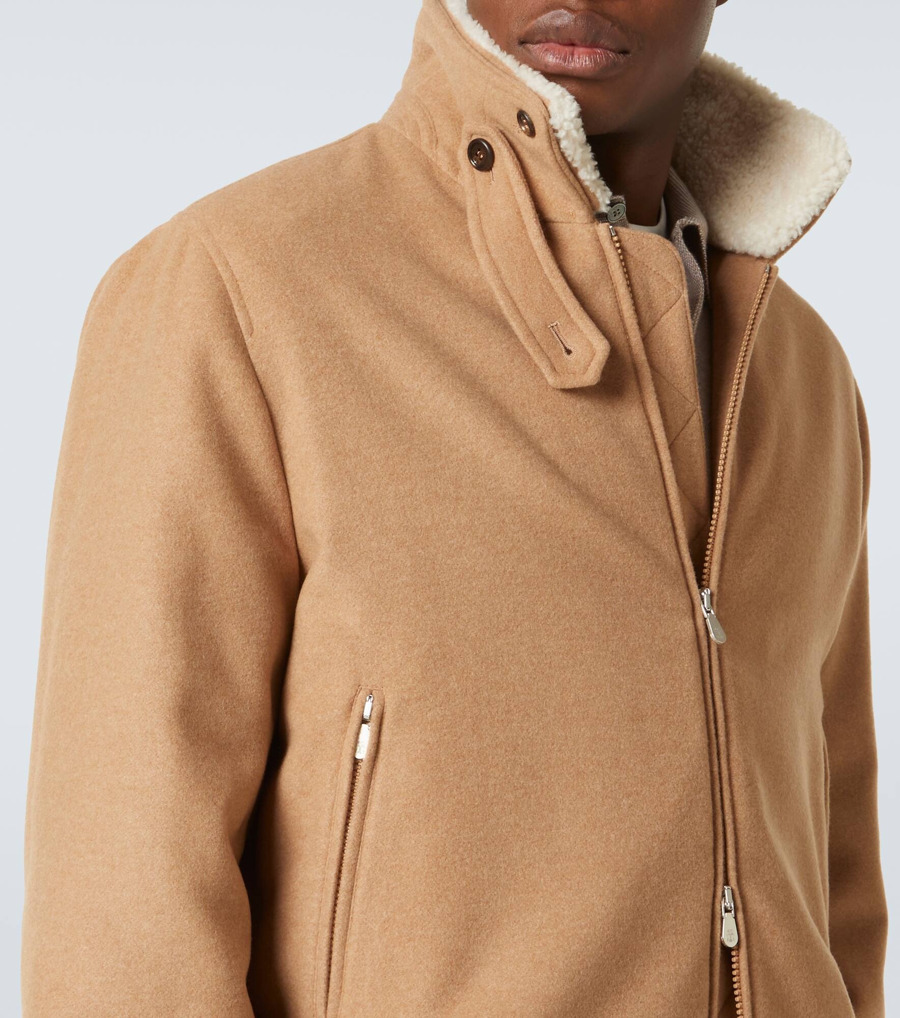 Shearling-trimmed cashmere jacket - 6