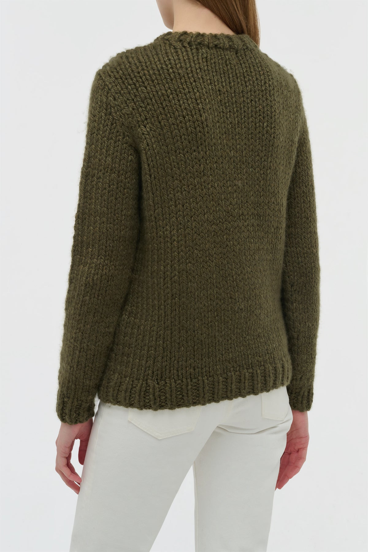 Poros Knit Sweater in Olive Cashmere - 4