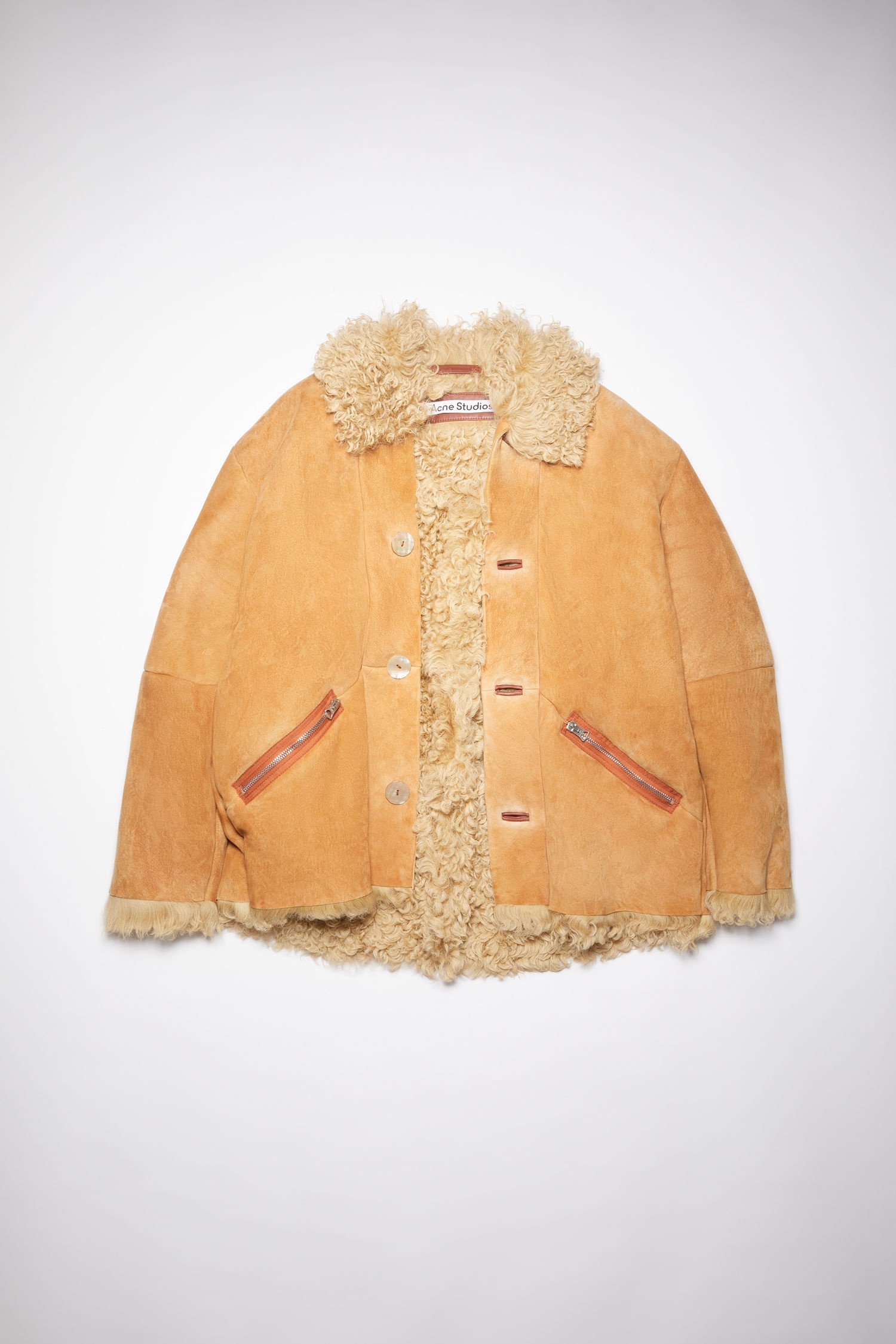 Shearling jacket - Rust orange/beige - 5