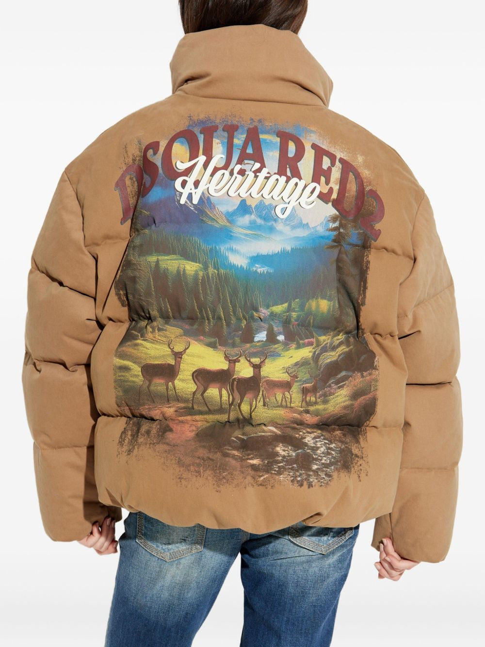 deer-print quilted jacket - 4