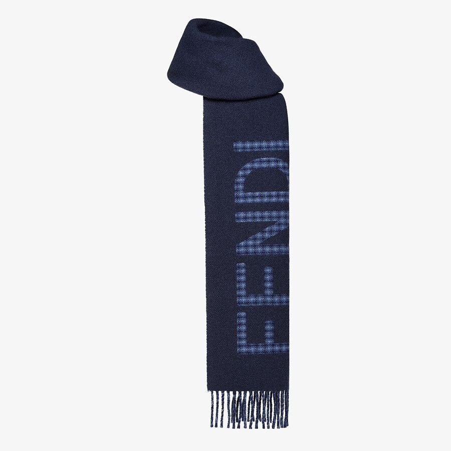Blue wool and cashmere scarf - 2