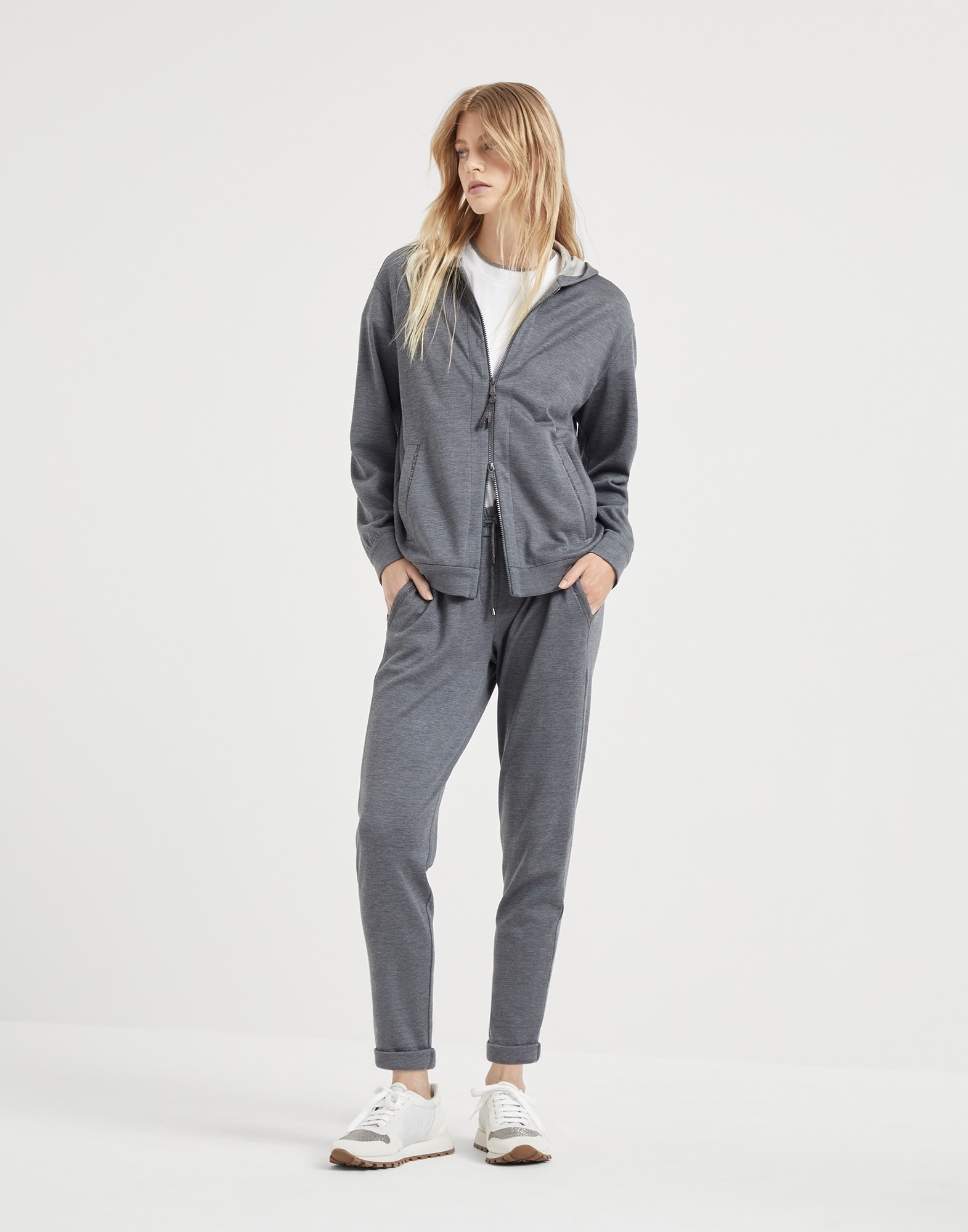 Cotton and silk interlock trousers with shiny pocket detail - 4