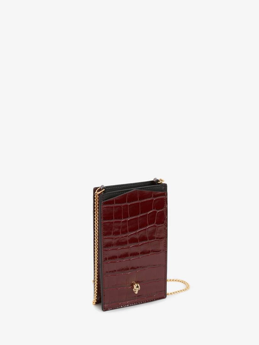 Women's Skull Phone Case With Chain in Burgundy 2