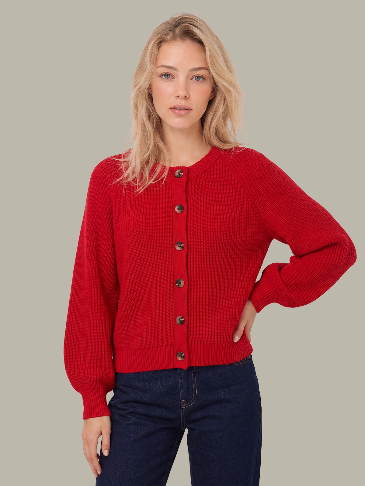 Pippa Shaker Crew Cardigan - 1