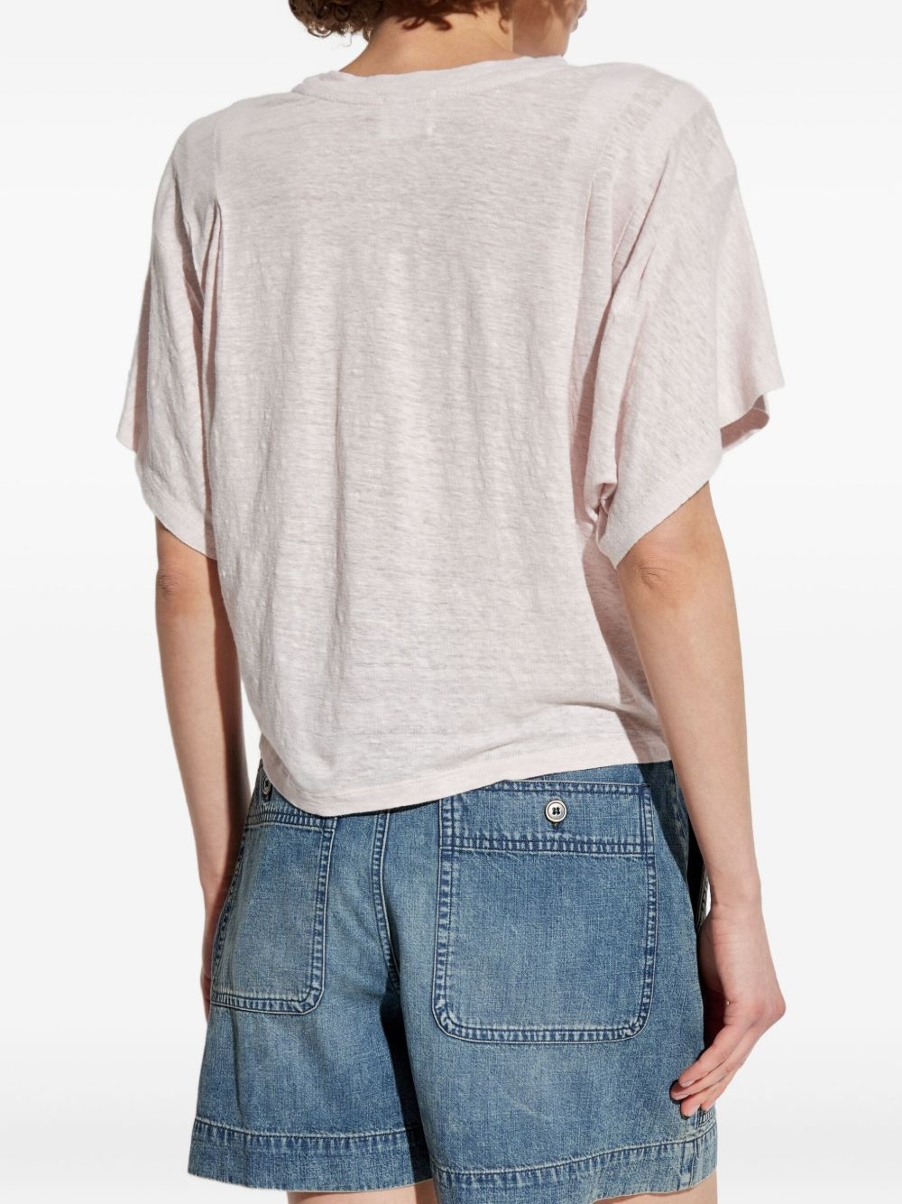 metallic-logo linen t-shirt - 4