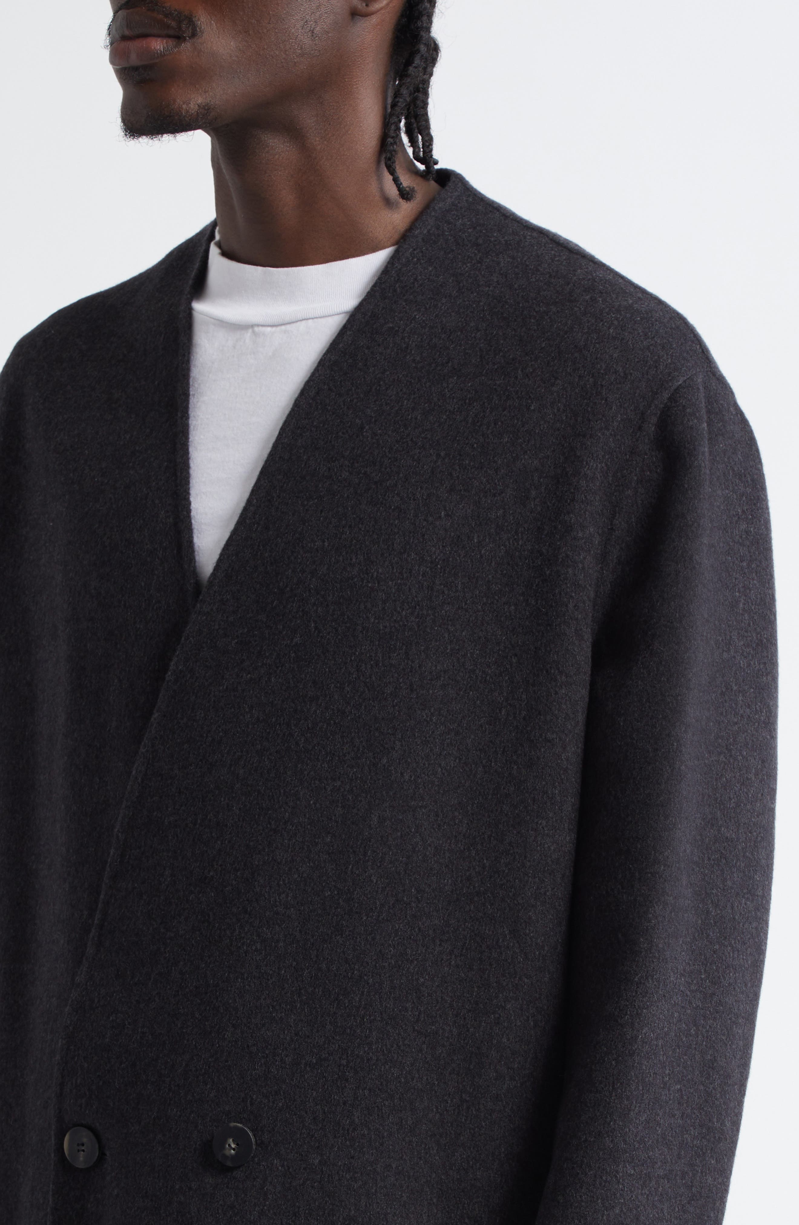 Fear of God Relaxed Lapelless Double Breasted Blazer in Charcoal at Nordstrom - 4