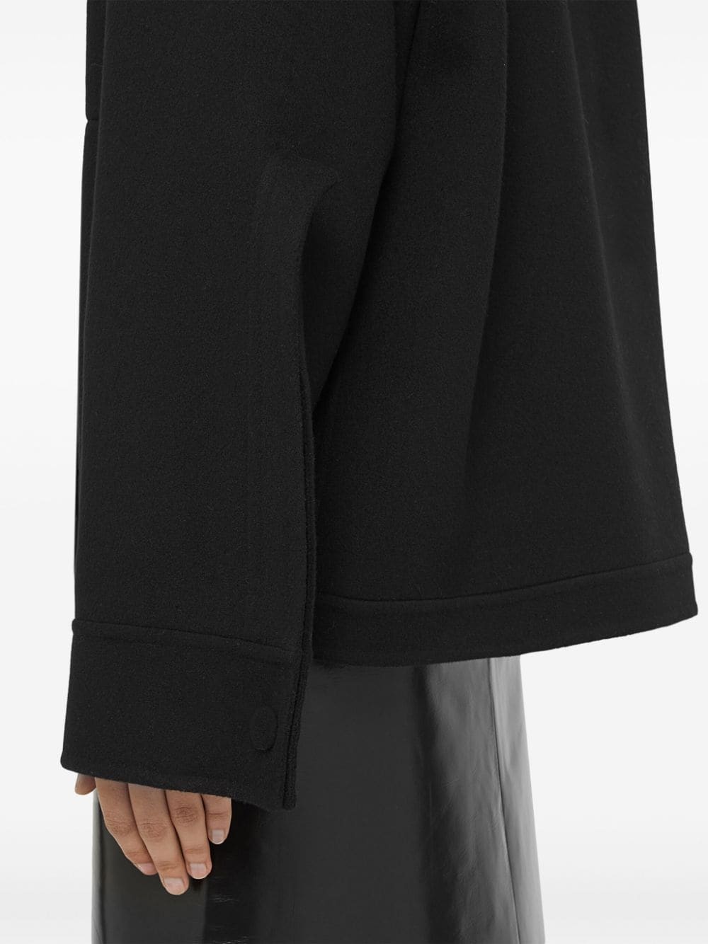 cutaway-collar wool shirt jacket - 5