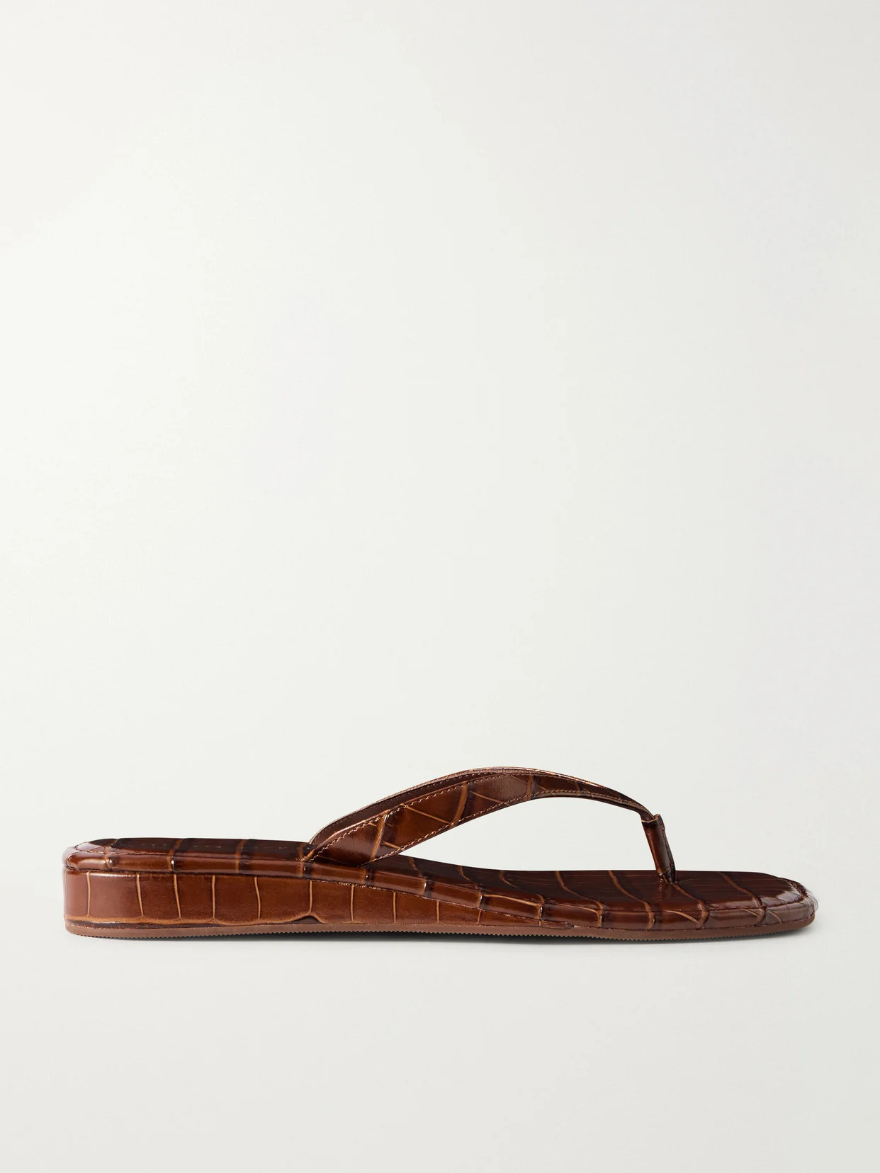Lina Croc-effect Leather Thong Sandals - 1