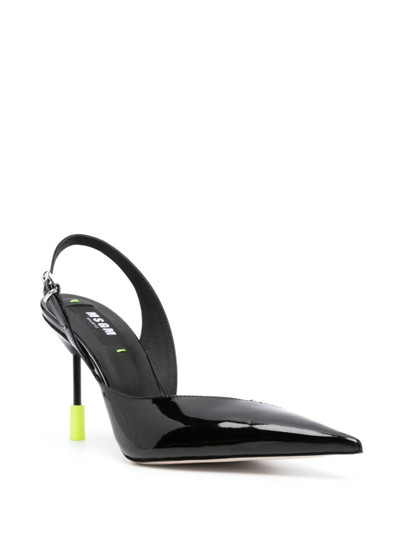 MSGM heel-appliquÃ© 95mm leather slingback pumps outlook