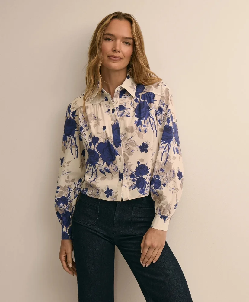 Floral Cropped Blouse - 1