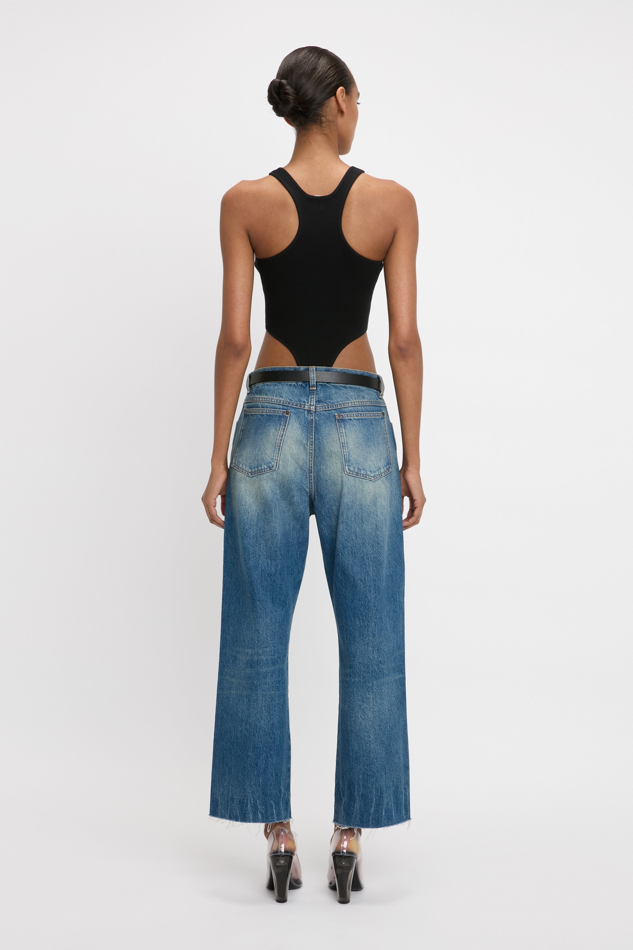 High Leg Bodysuit In Black - 4