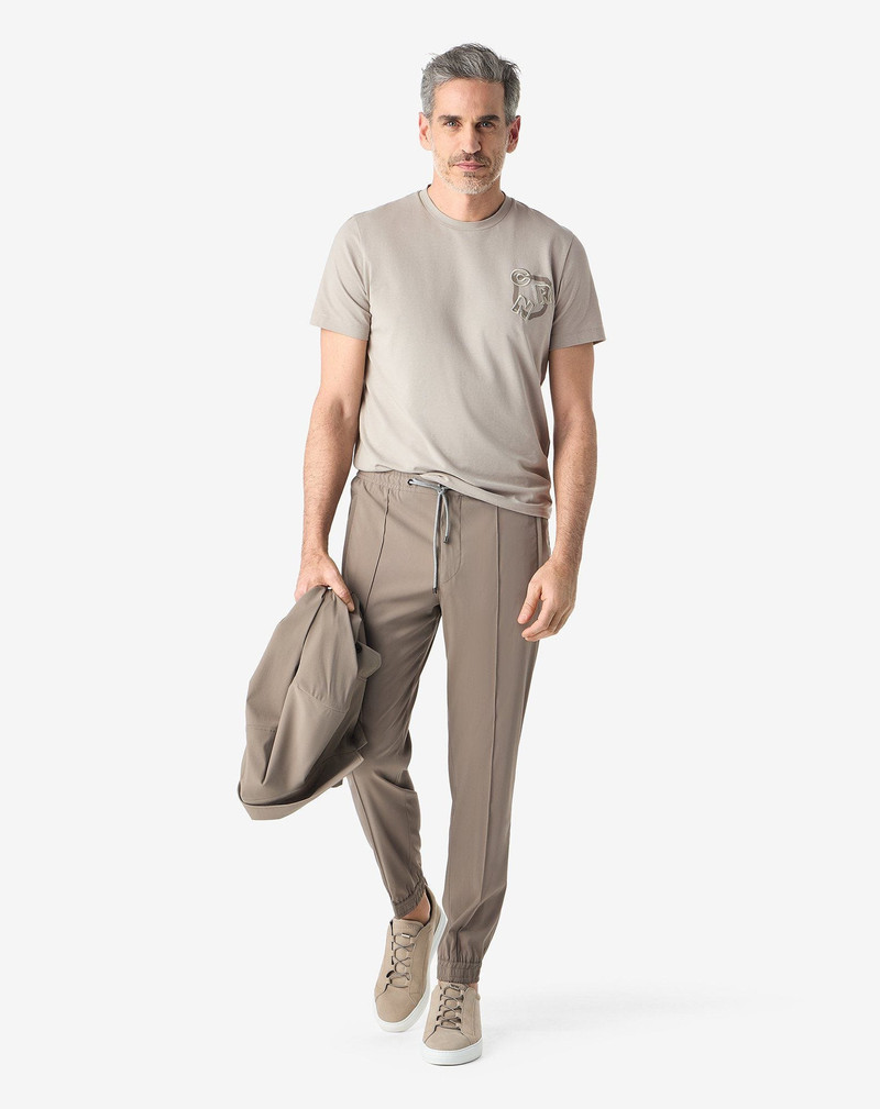 CORNELIANI Dark beige technical wool joggers outlook