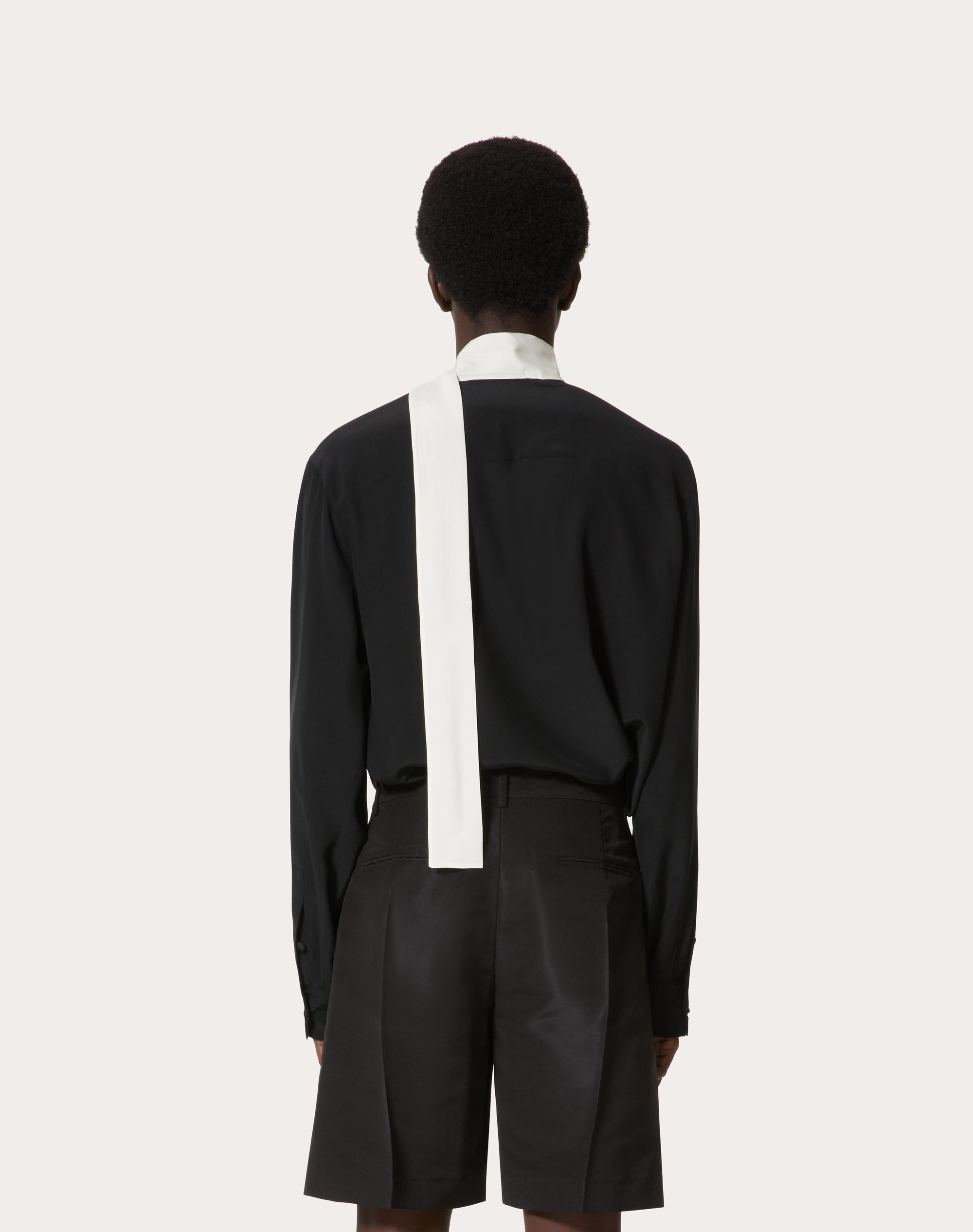 WASHED SILK SHIRT WITH NECK TIE - 4