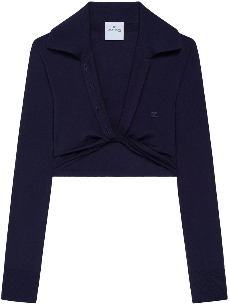 twist-detail cropped polo jumper 1
