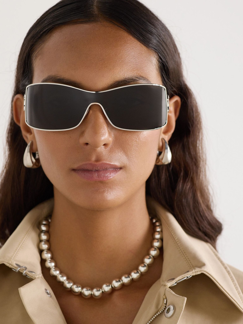 CELINE Rectangular-frame silver-tone sunglasses Silver outlook