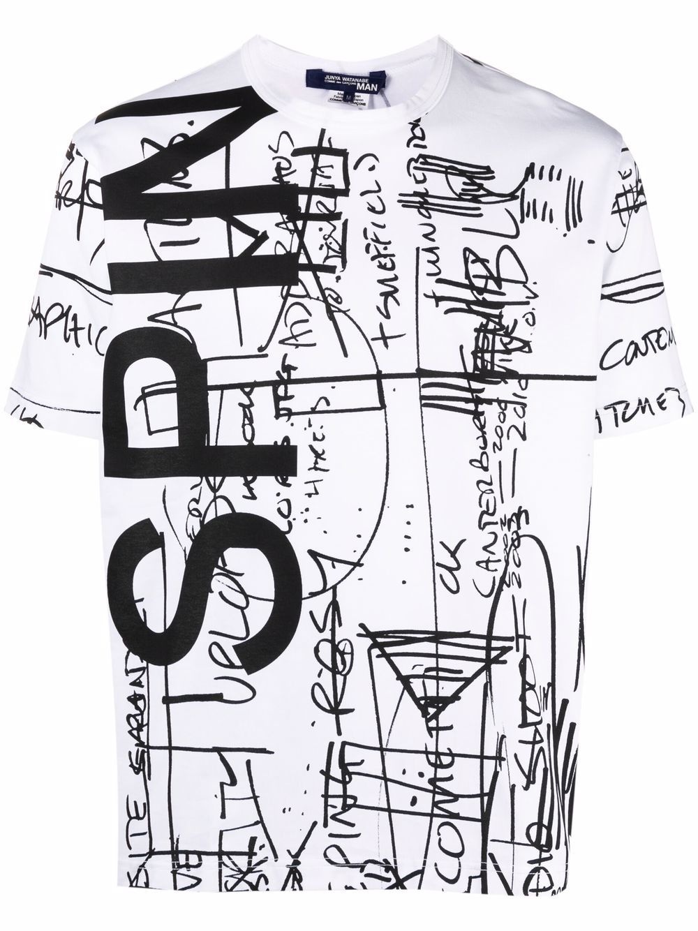 scribble-print cotton T-shirt - 1