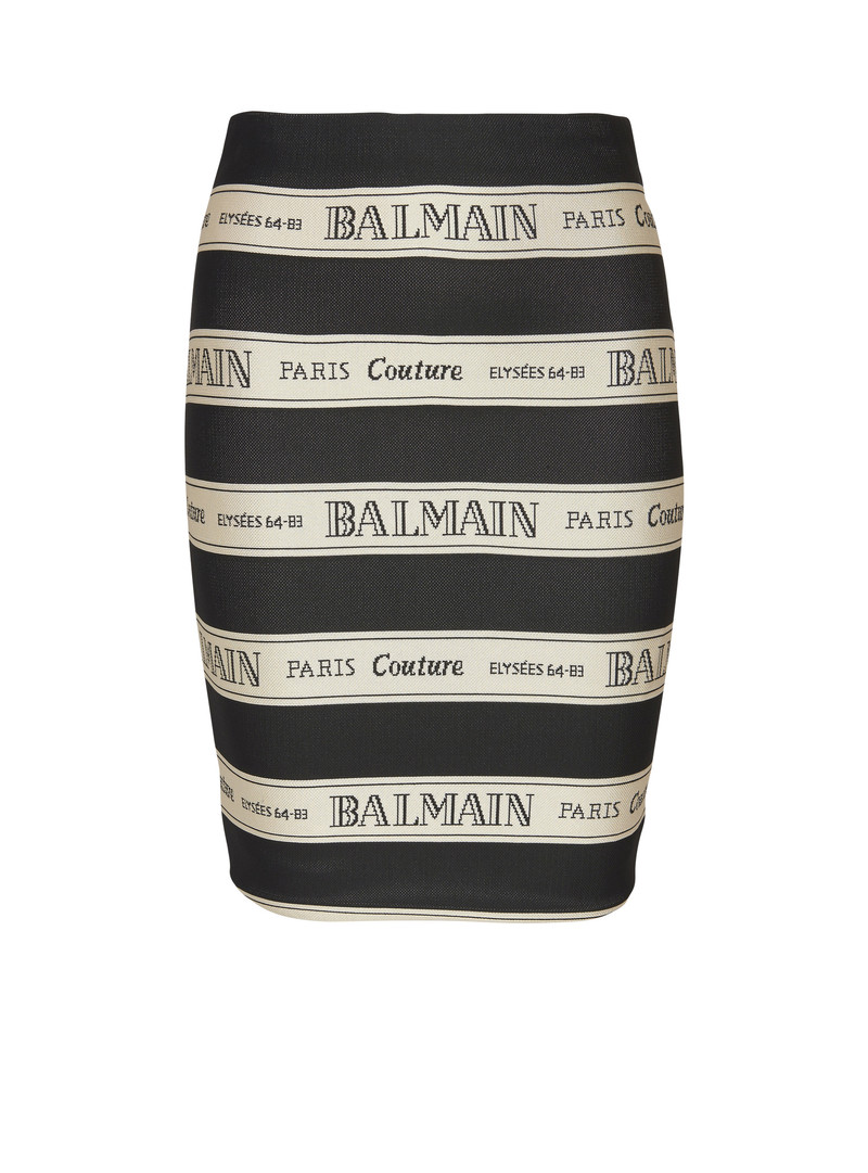 짧은 jacquard 스커트 와 Balmain 리본 motif - 1