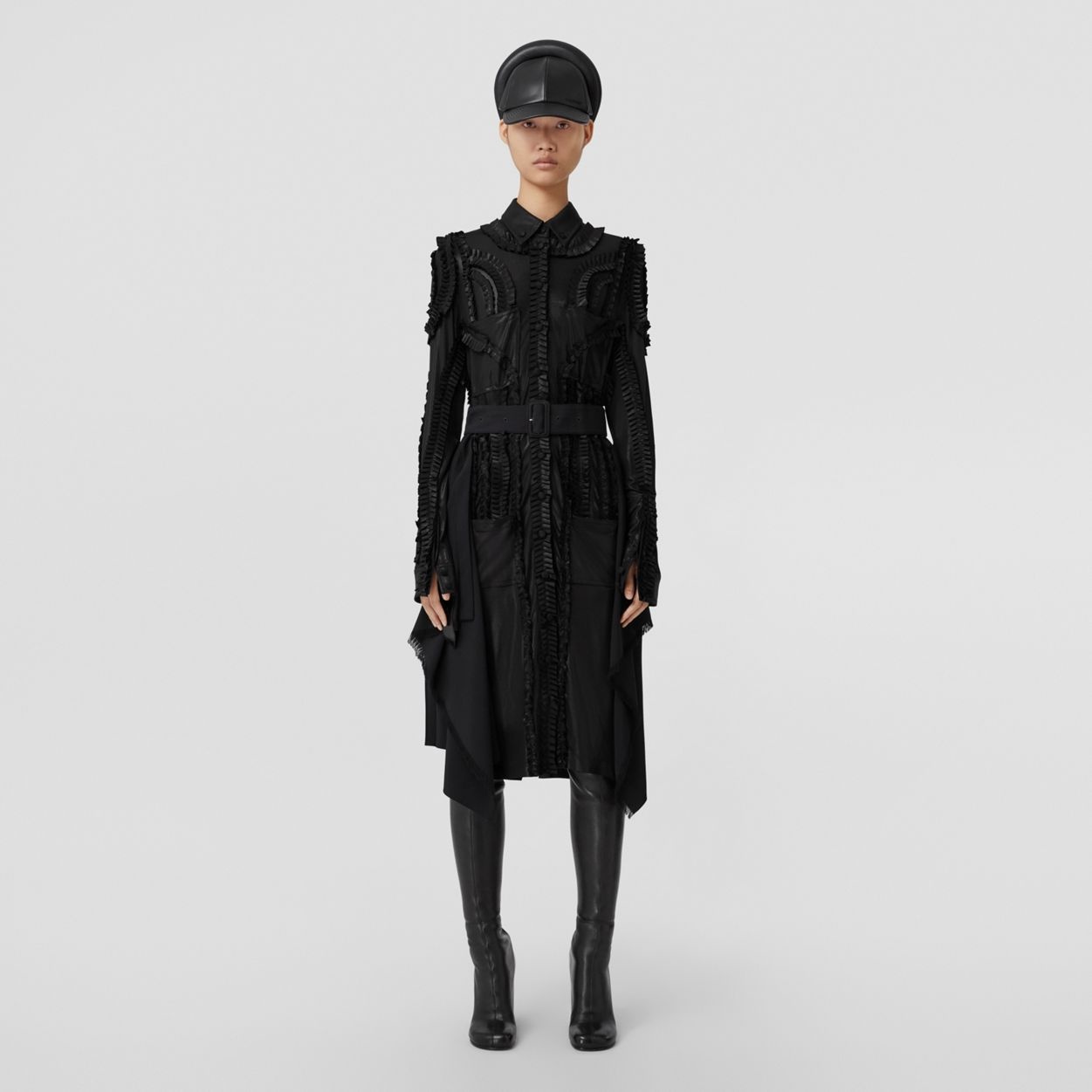 Pleated Panel Wool Blend Belted Kilt - 2