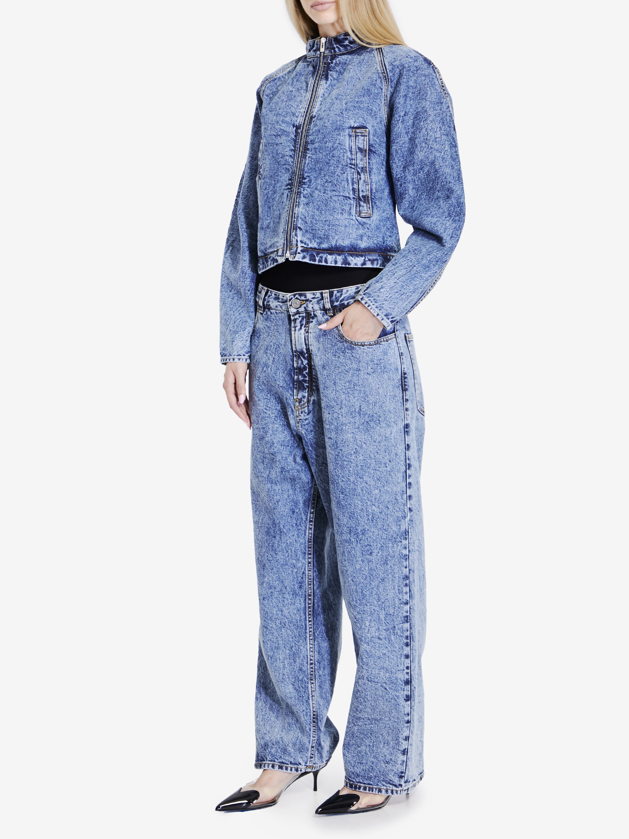 SALE【Alaia】ラウンド レーシング ジャケット ALAÏA LIGHT BLUE ROUND RACING JACKET IN SNOW DENIM |ALAÏA US