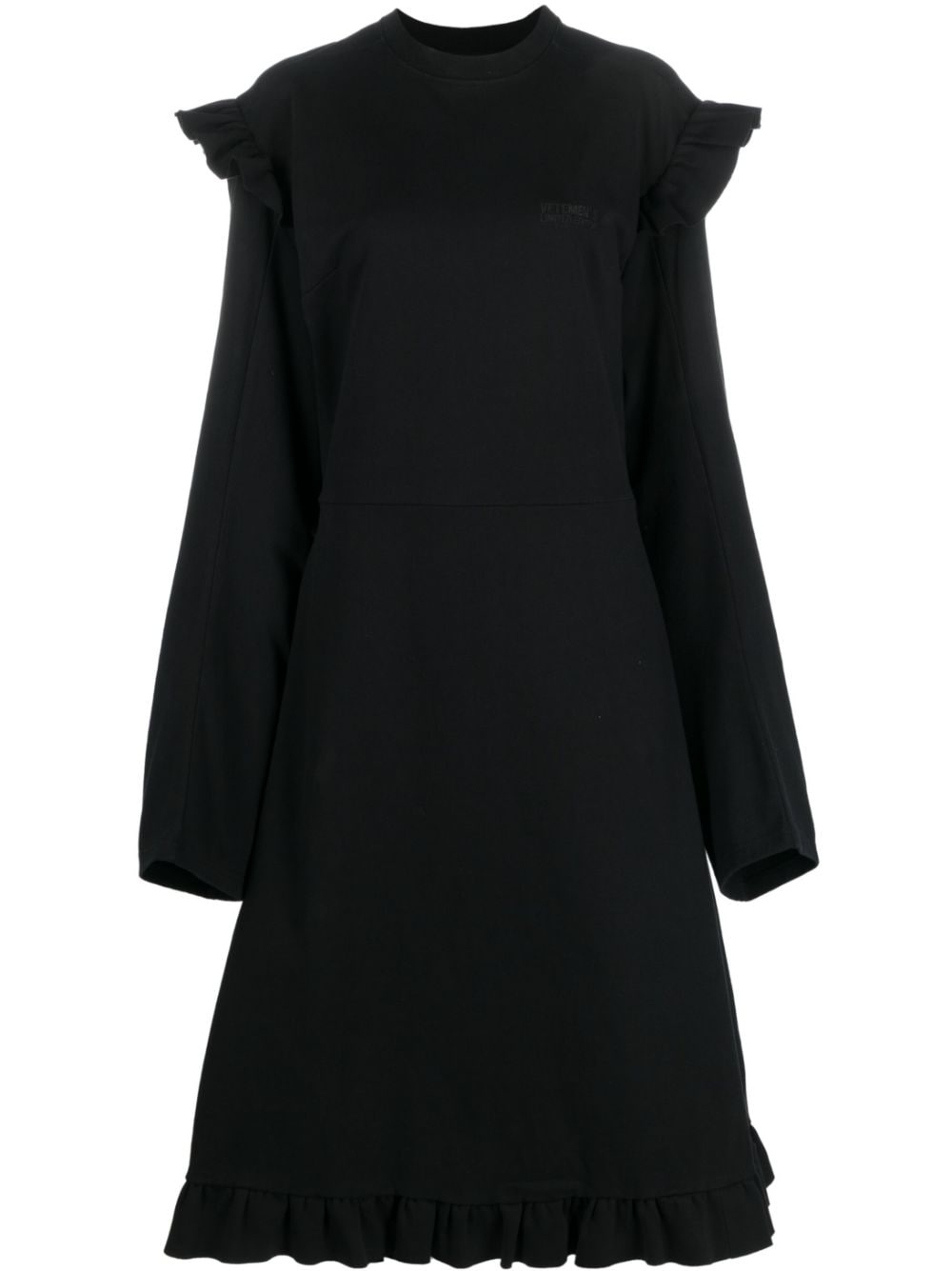 ruffle-detail midi dress - 1