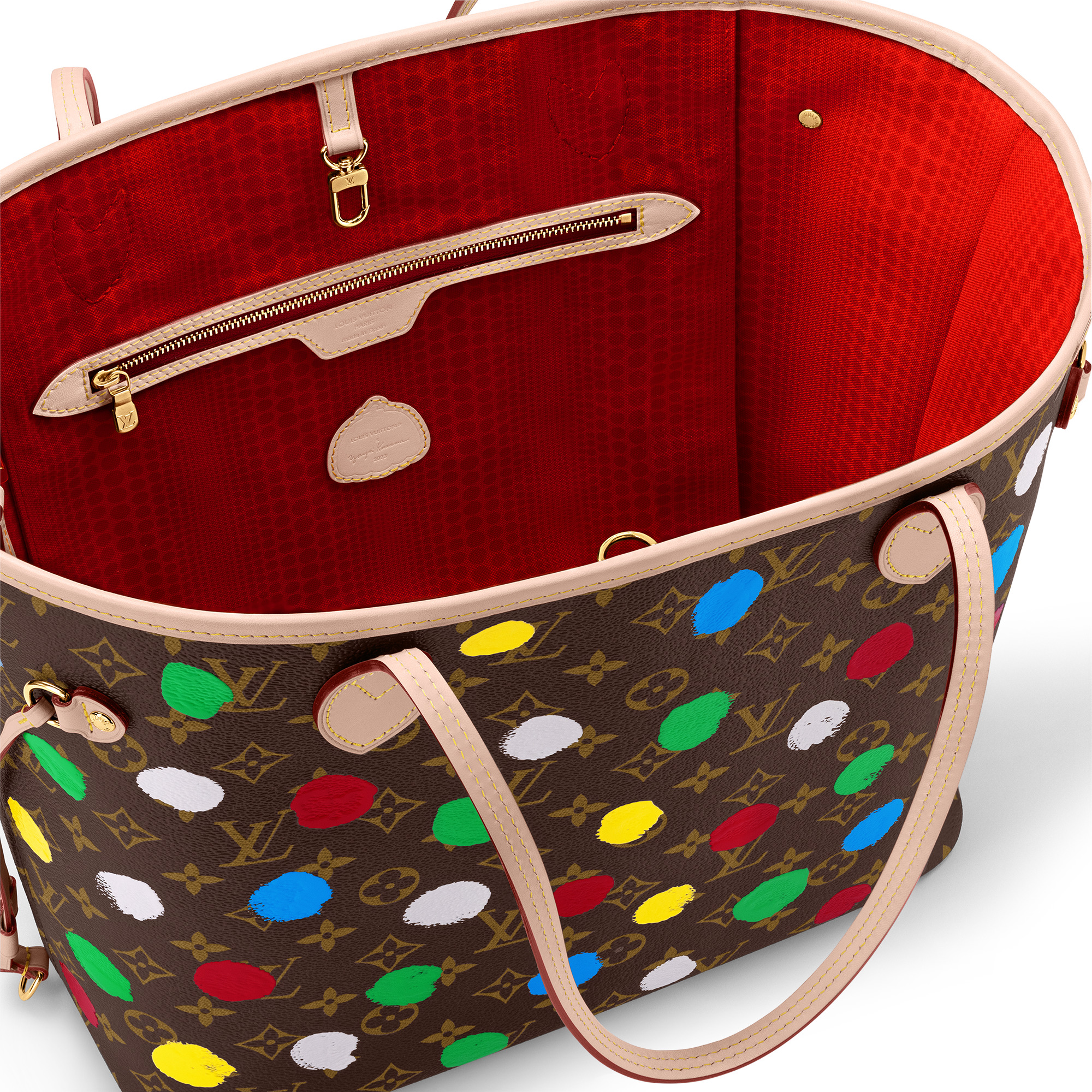 New Louis Vuitton LV x YK Monogram Painted Dots Neverfull mm