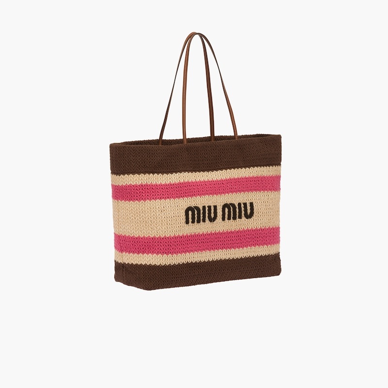 Raffia and cotton tote bag - 5