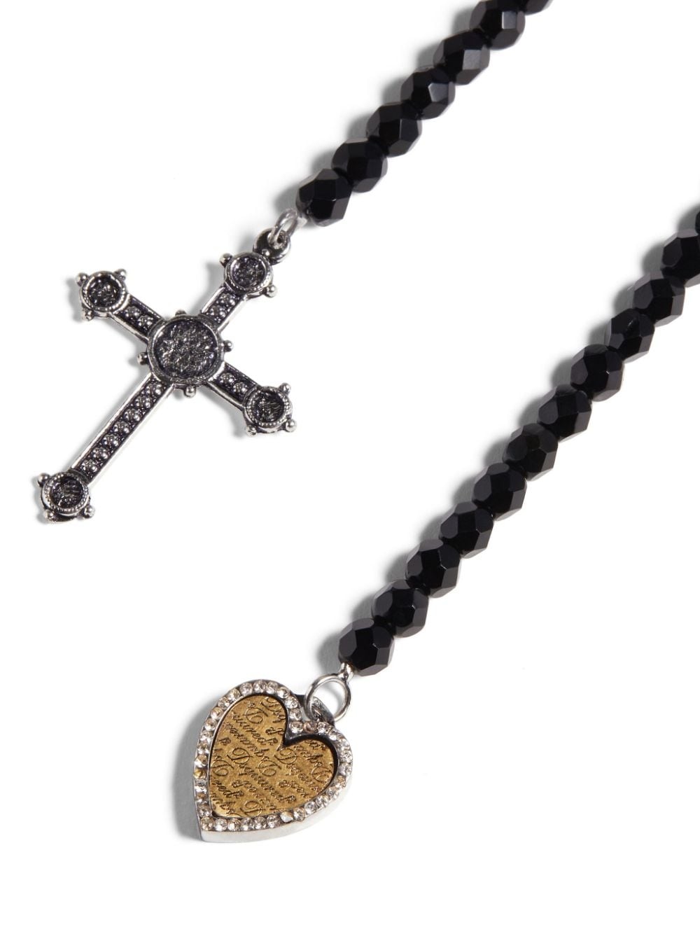 cross-pendant bead-chain necklace - 2