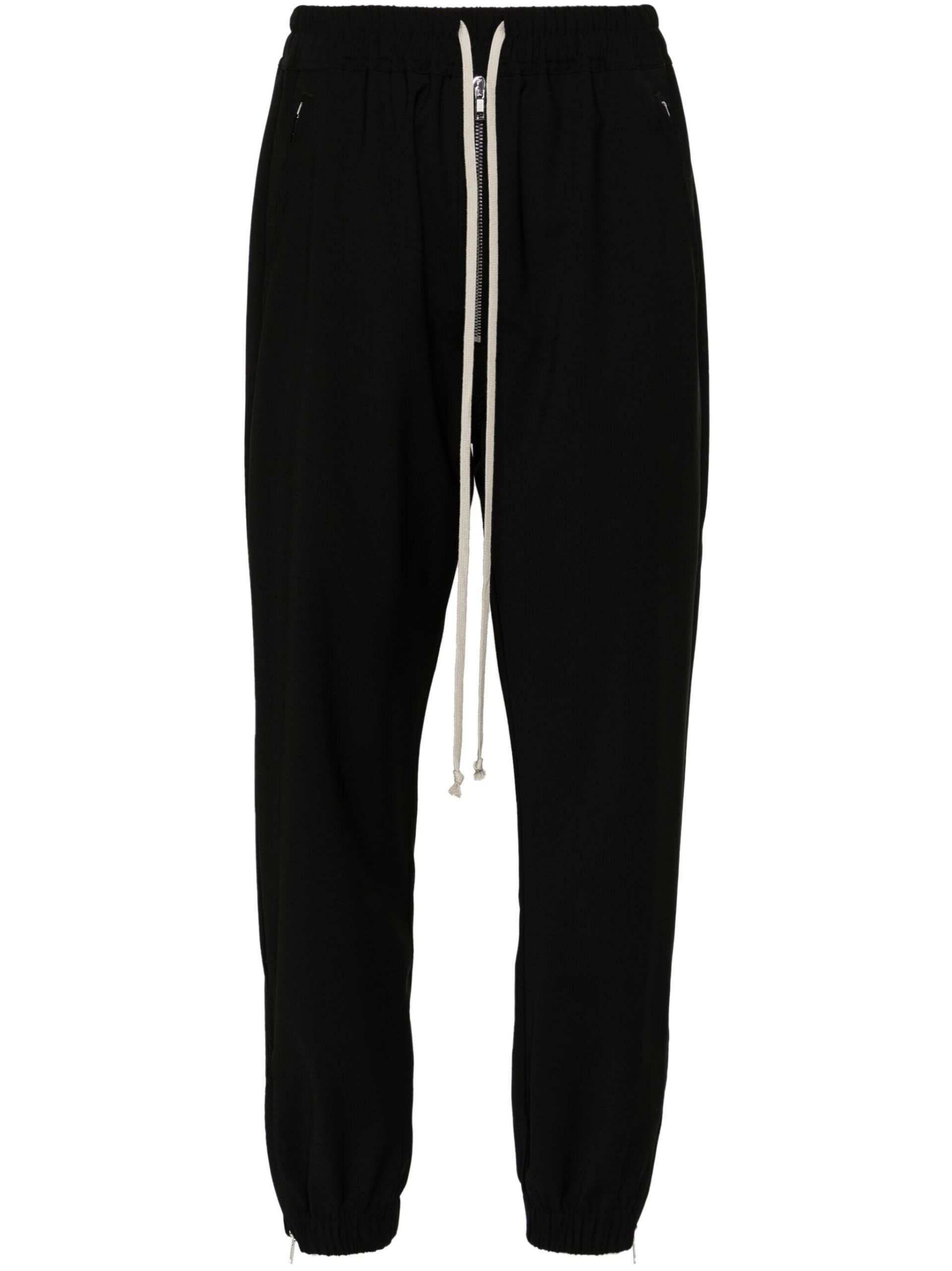 Black Drop-Crotch Wool Sweatpants - 1