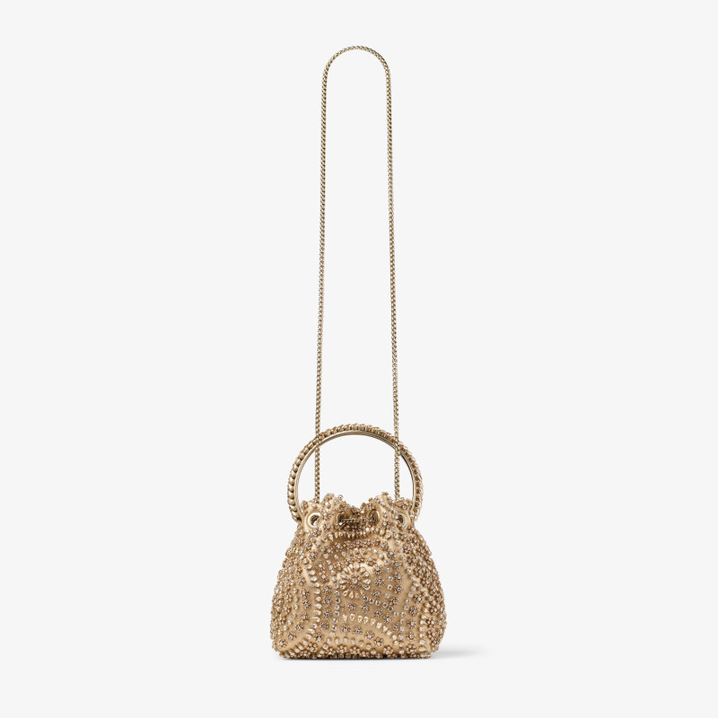 Bon Bon Gold Metallic Nappa Handbag with Crystal Embroidery 5