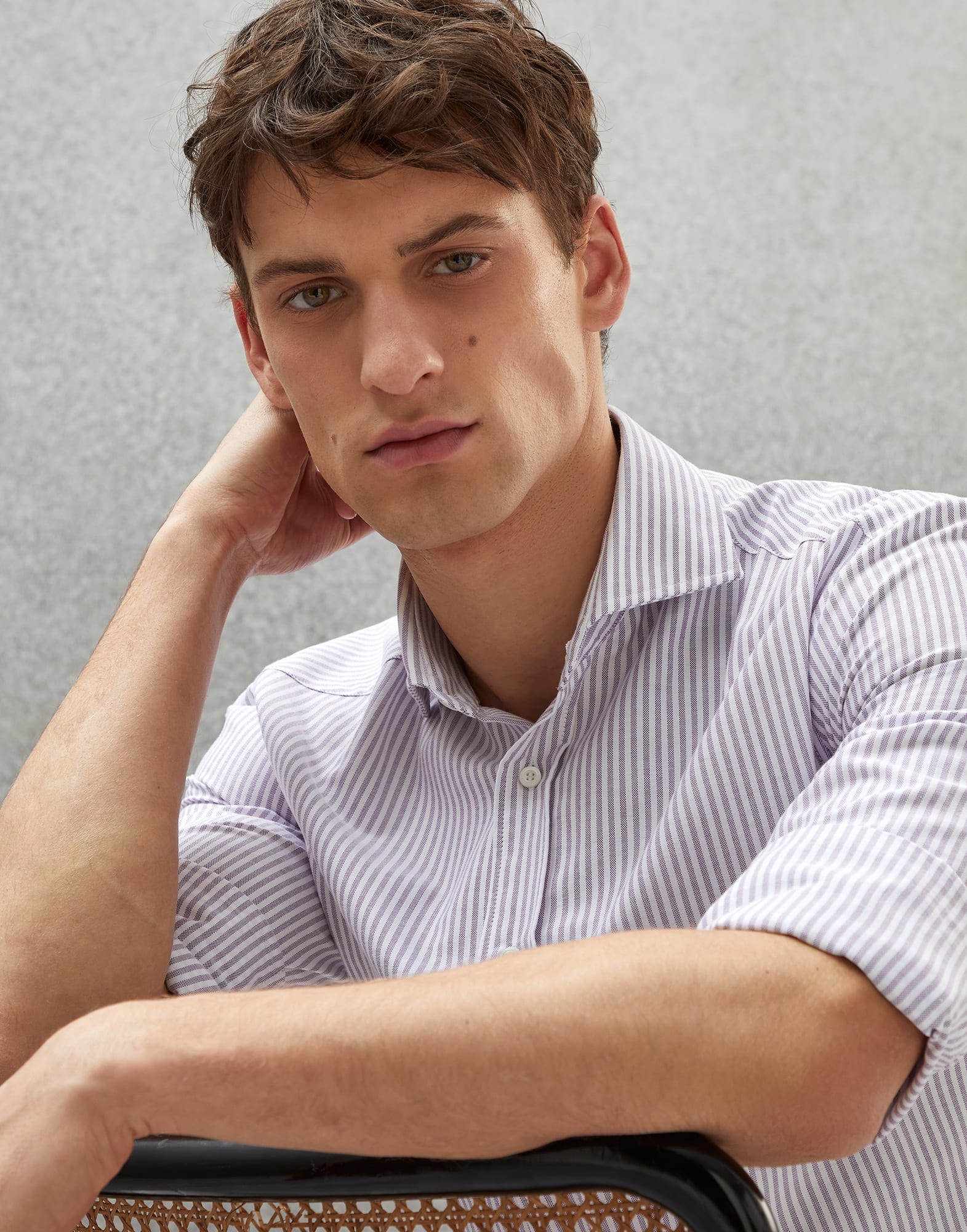 Striped Oxford slim fit shirt with spread collar - 3