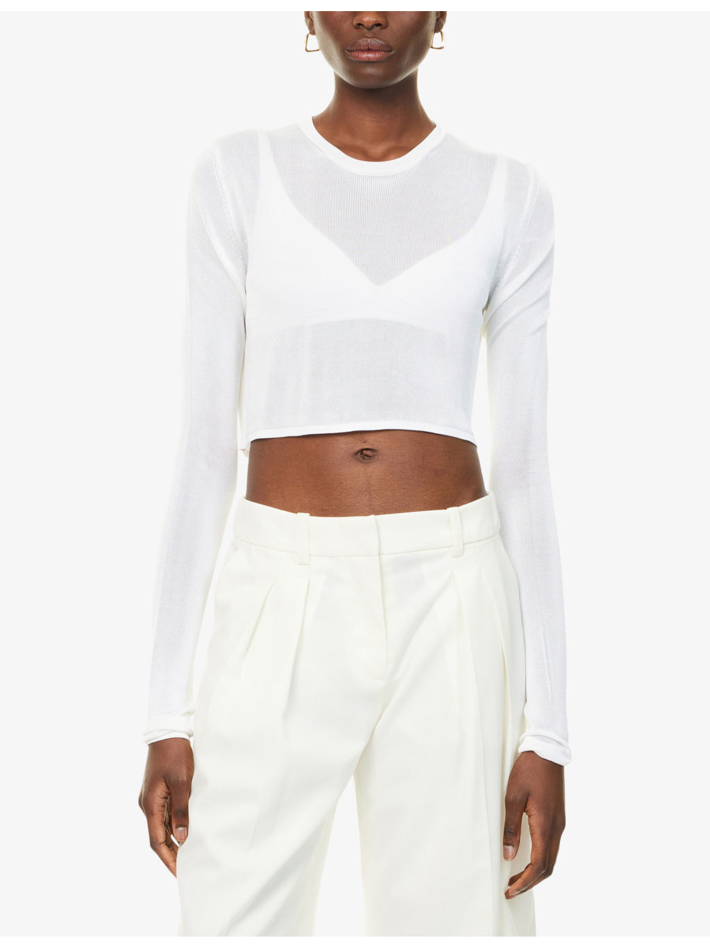 Kazel Semi-Sheer Knit Long-Sleeve Top - 3