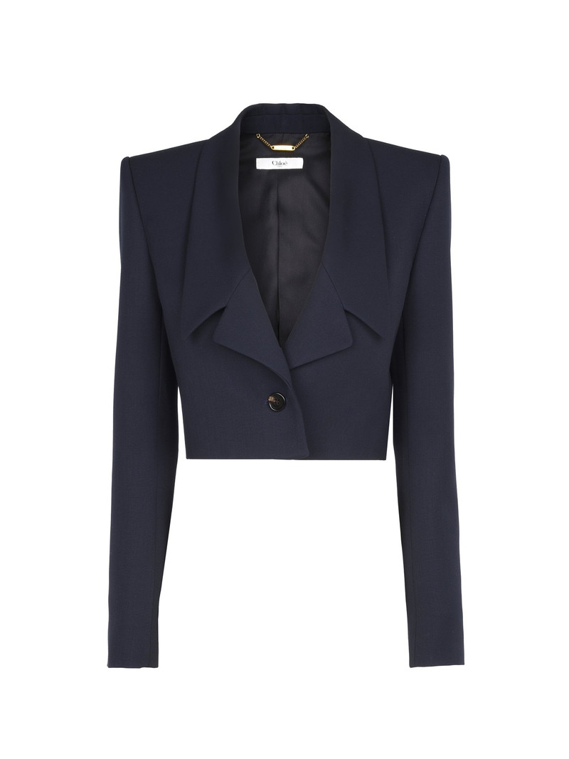 CROPPED SPENCER JACKET IN WOOL GRAIN DE POUDRE - 1