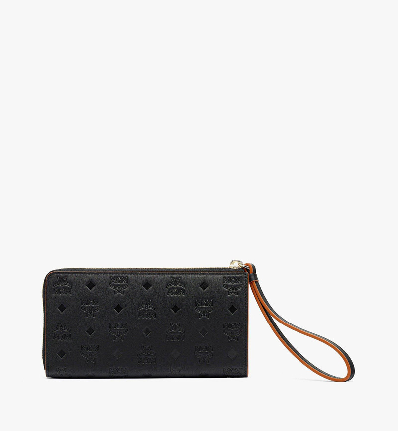 Aren Zip Around Wallet in Embossed Monogram Leather 4