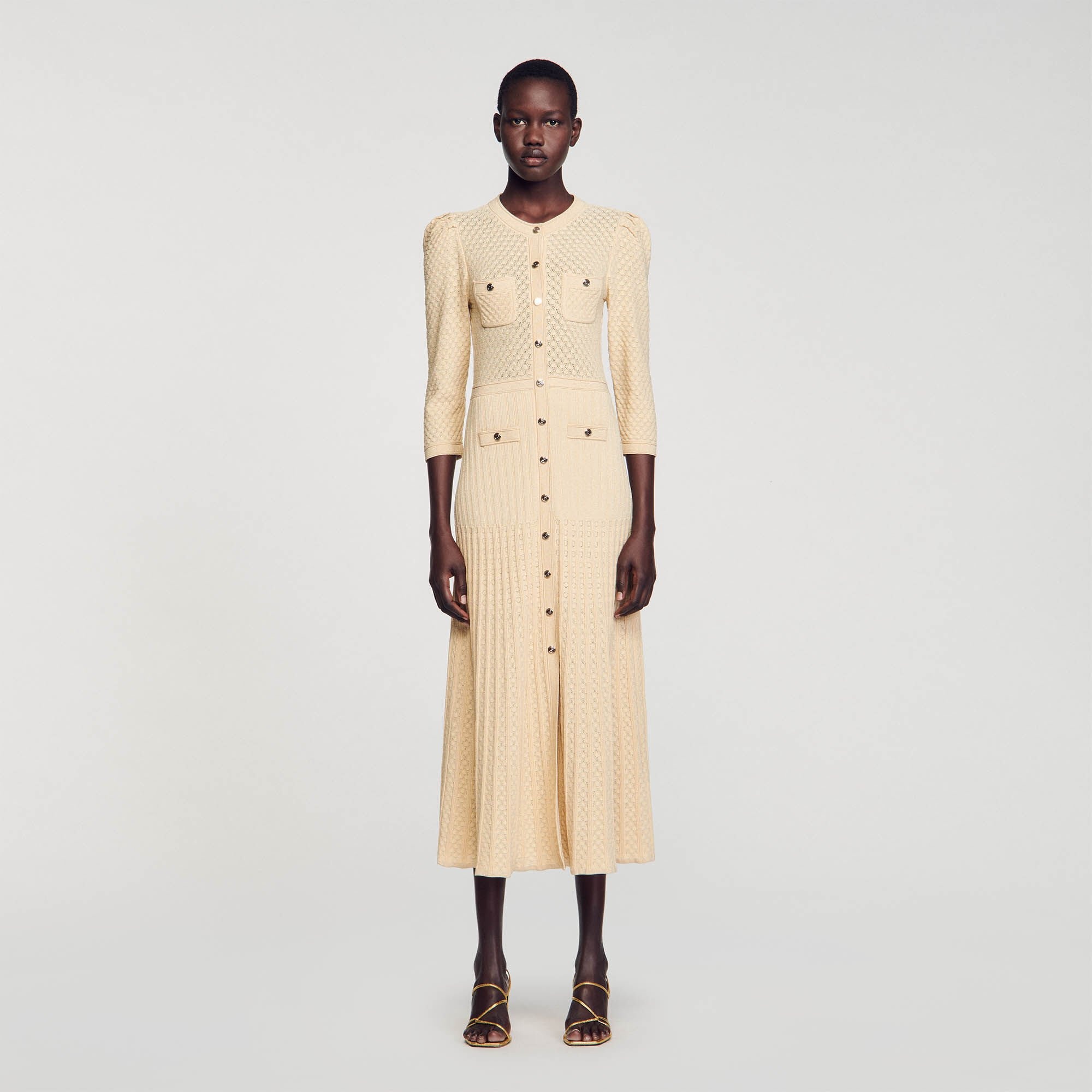 POINTELLE KNIT MIDI DRESS - 3