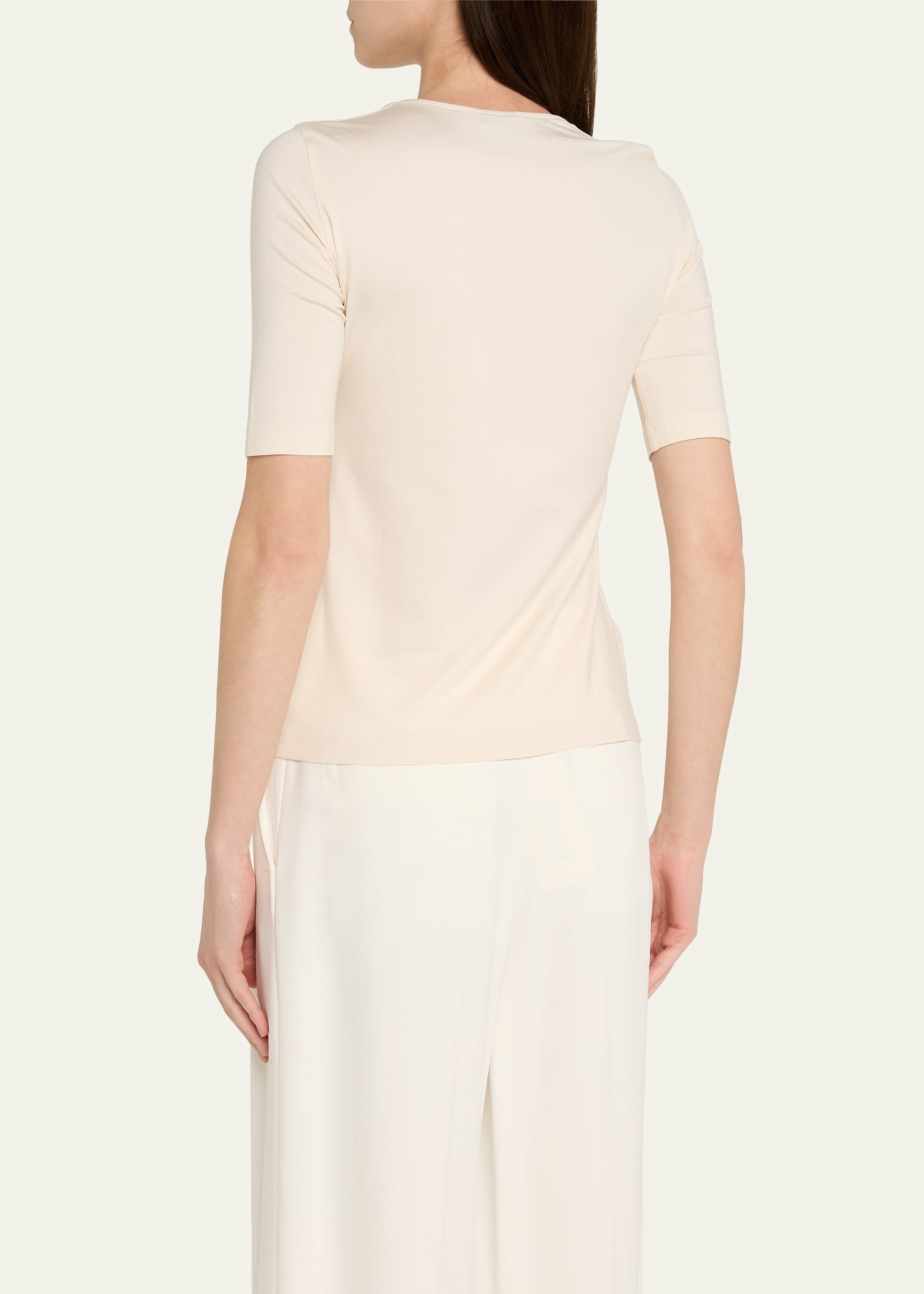 Scoop-Neck Silk Jersey T-Shirt - 3