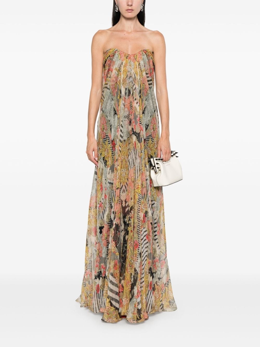 strapless silk dress - 2