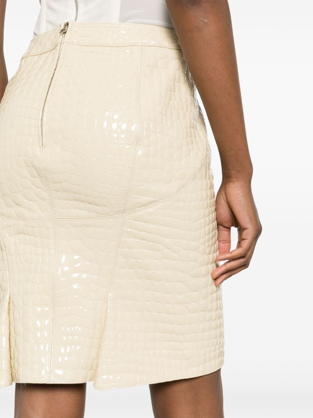 patent croc-embossed mini skirt - 5
