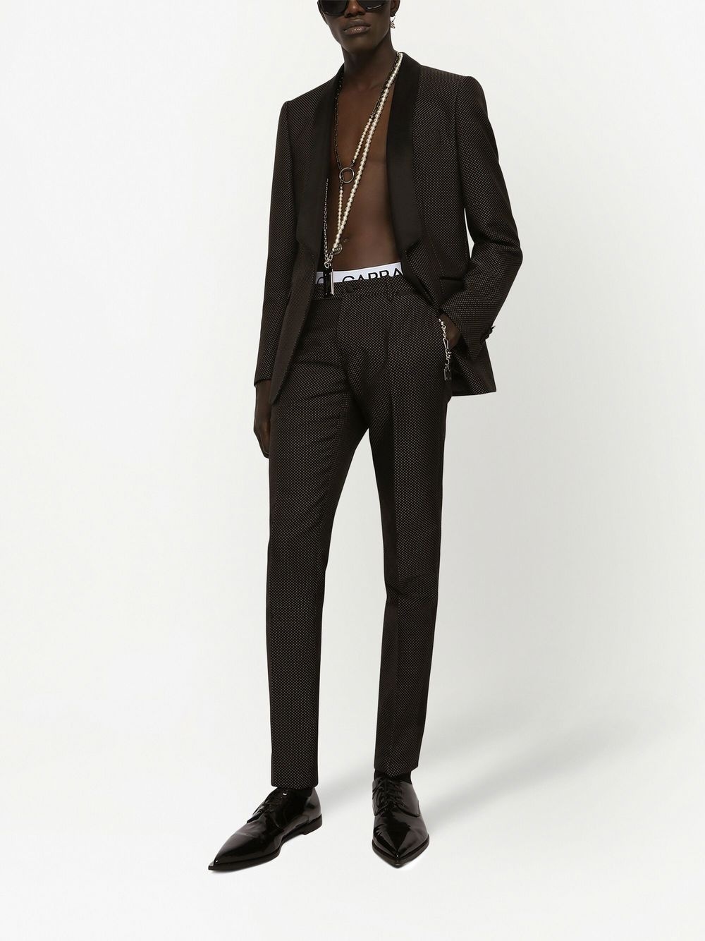 micro-dot single-breasted blazer - 2
