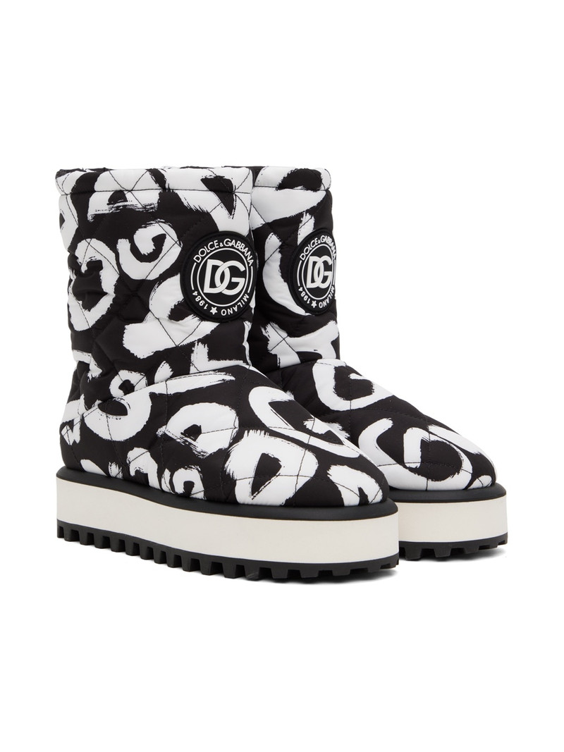 White & Black Graffiti Boots 4
