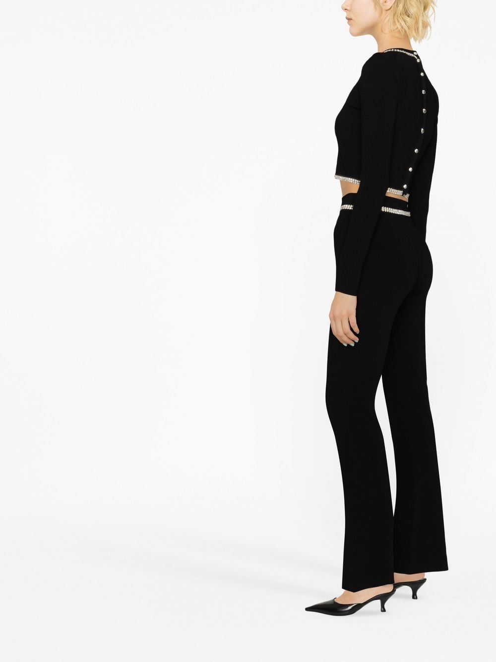 crystal-embellished flared trousers - 3