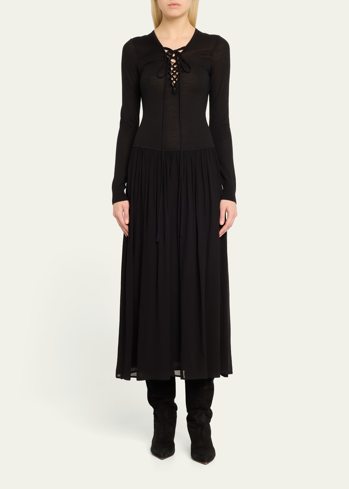 Colette Long-Sleeve Drop Waist Dress - 2